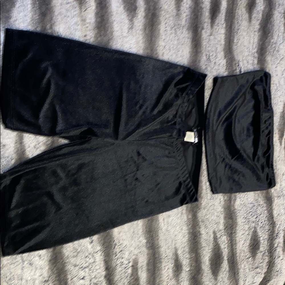Biker shorts & strapless top